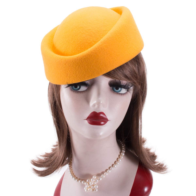 [Australia] - Lawliet Cocktail Fascinator Base Wool Air Hostesses Pillbox Hat Millinery Making A139 Yellow 