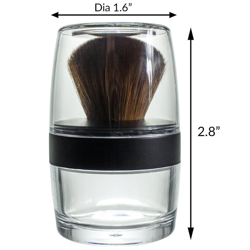 [Australia] - Kabuki Sable Brown Nylon Bristle Brush Sifter Jar - Empty Refillable Travel Jar with Mirror for Mineral Makeup, Powders, Custom Foundations 
