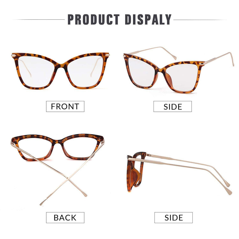 [Australia] - Cat Eye Glasses, Fashion Retro Decorative Glasses, Cateye frame Clear Lens Glasses for Women Turtle 