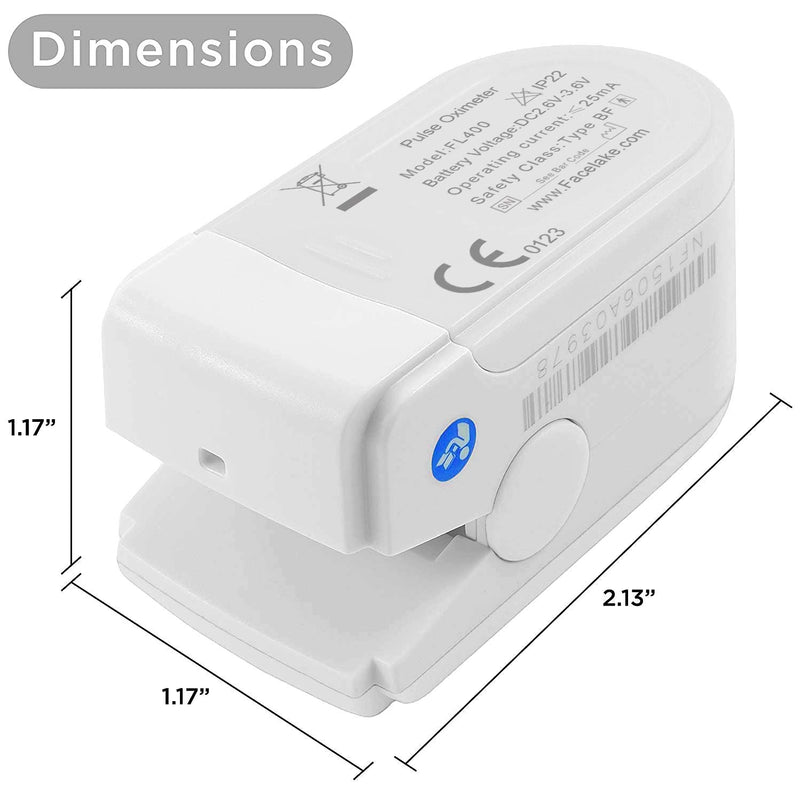 [Australia] - Facelake FL400 Pulse Oximeter with Neck/wrist Cord, Carrying Case and Batteries- White 