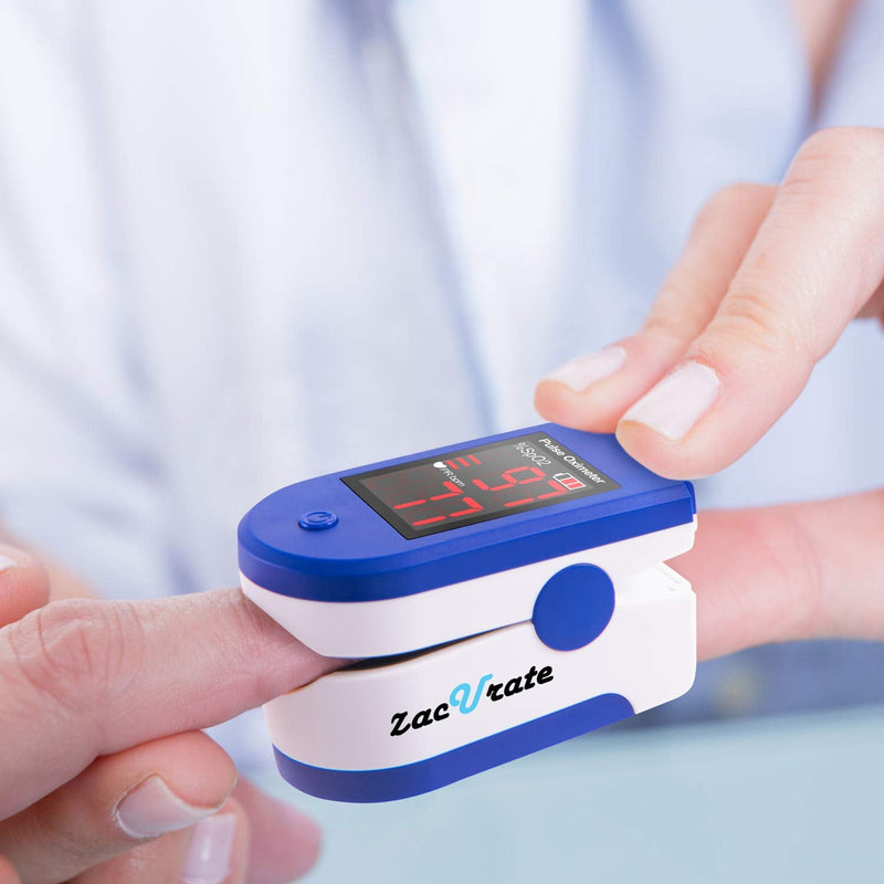 [Australia] - Zacurate Fingertip Pulse Oximeter Blood Oxygen Saturation Monitor with Batteries and Lanyard Included (Sapphire Blue) 