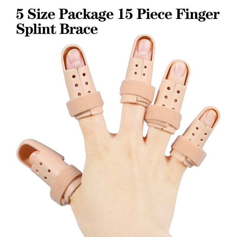 [Australia] - Havenport 15 Pcs Finger Splint Brace, Mallet Finger Splints Pinky, Plastic Finger Protector Support for Arthritis Basketball, Adjustable Finger Immobilizer for Broken Finger Joint Fracture Pain 