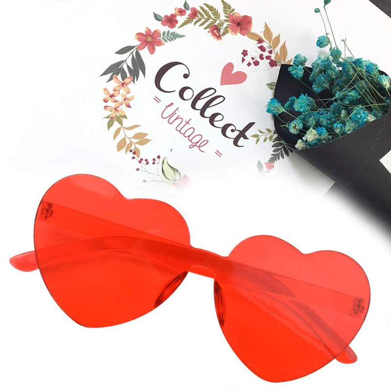 [Australia] - Fengek 6 Pcs Heart Shape Sunglasses Frameless Transparent Glasses Party Favors for Girls, Women, 6 Colors 