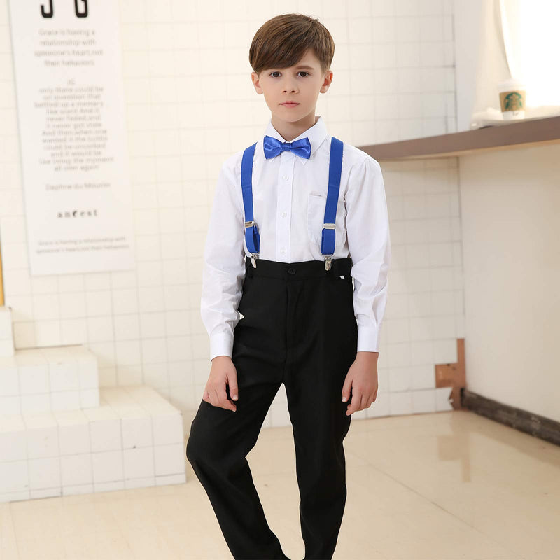 [Australia] - Kids Suspender Bowtie Necktie Sets - Adjustable Elastic Classic Accessory Sets for 6 Months to 13 Year Old Boys & Girls Royal Blue 31.5 Inches (Fit 6 Years to 13 Years) 