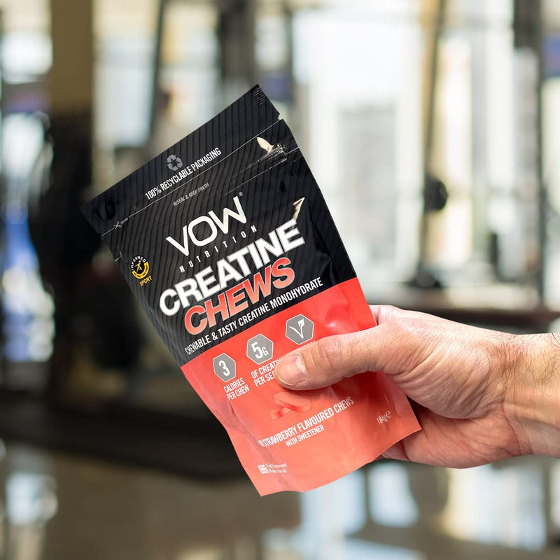 [Australia] - VOW Nutrition Creatine Chews,100 Strawberry Flavoured Chews, Creatine Monohydrate, Convenient & Tasty Chewable Creatine Informed Sports Approved (Strawberry) 