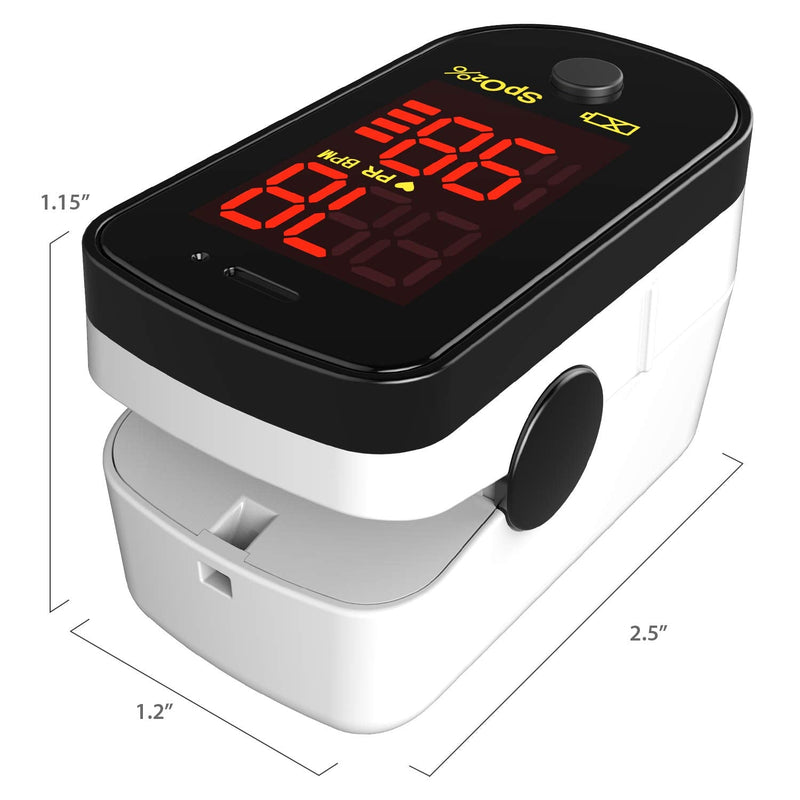 [Australia] - ChoiceMMed Black Finger Pulse Oximeter - Blood Oxygen Saturation Monitor Great as SPO2 Pulse Oximeter - Portable Oxygen Sensor with Included Batteries - O2 Saturation Monitor with Carry Pouch 