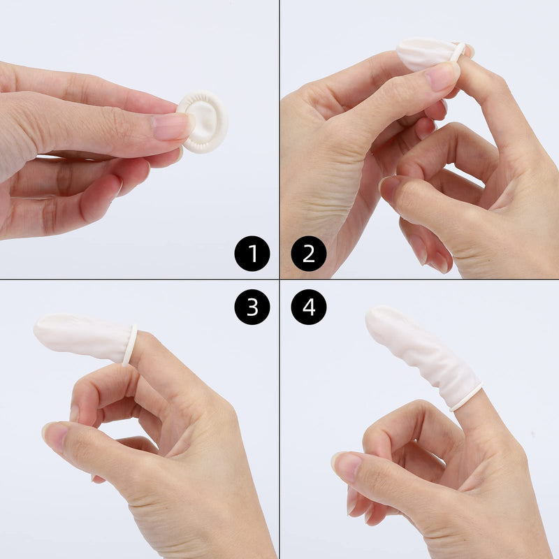 [Australia] - 300 Pcs Latex Finger Cots Medium Latex Finger Cots White Disposable Latex Finger Cots Rubber for Injured Finger,Cracked Finger,Sports(White) 