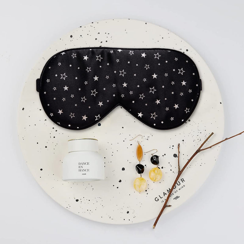 [Australia] - 100% Silk Sleep mask with Adjustable Strap,Comfortable and Super Soft Eye mask Ultimate Sleeping aid,blindford Silver Stars Silverstar 