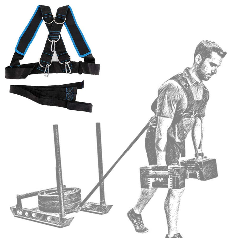 [Australia] - JULYKAI Weighted Resistance Bands, Speed Strength Training Sled Shoulder Harness Resistance Band Belt Sports Equipment - Black + blue 