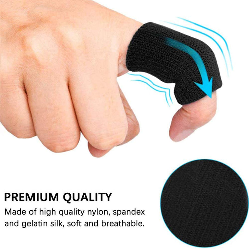 [Australia] - ELANE 40 PCS Finger Splint Finger Holster Thumb Brace Support Elastic Sleeves for Finger Support ,Knuckle Black+skyblue 