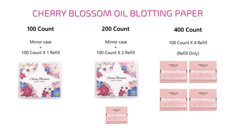 [Australia] - [varuza] Biodegradation Natural Hemp Face Oil Blotting Paper with Mirror Case and Refills 100 Count (with Mirror Case) CHERRY BLOSSOM 