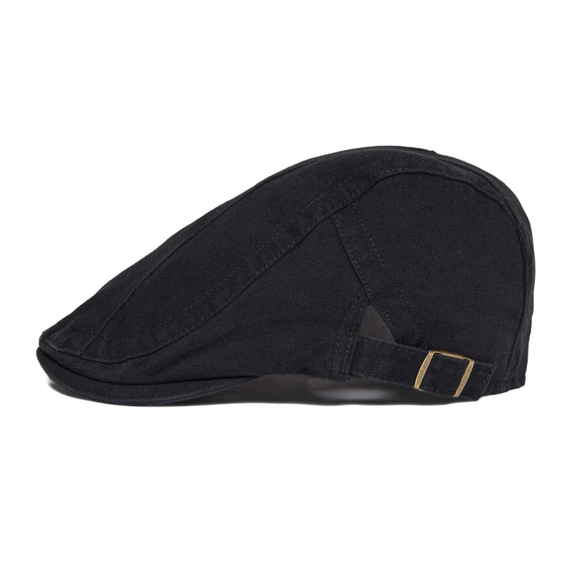 [Australia] - VOBOOM Men Cotton Newsboy Beret Hat Duckbill Buckle Cabbie Cap Cotton-black 