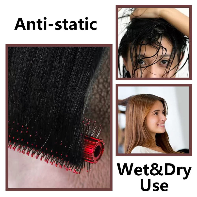 [Australia] - 4 Pcs Hair Brush Set,Anti Static Massage Oval Comb,Detangling Brush Round Hair Brush Vent Hair Brush ,Detangling Hairbrush for Women Men and Kids Red 