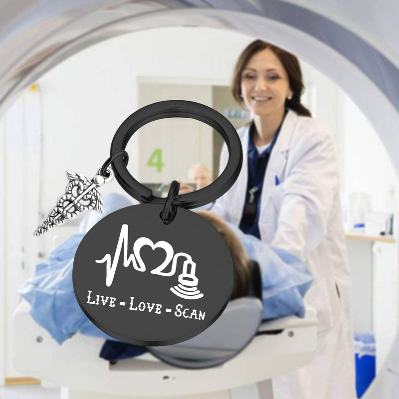 [Australia] - Lywjyb Birdgot Radiologist Gift Radiology Student Gift Sonographer Gifts Live Love Scan Keychain Gift for Ultrasound Tech X Ray Technician Gift Live Love Scan Black 