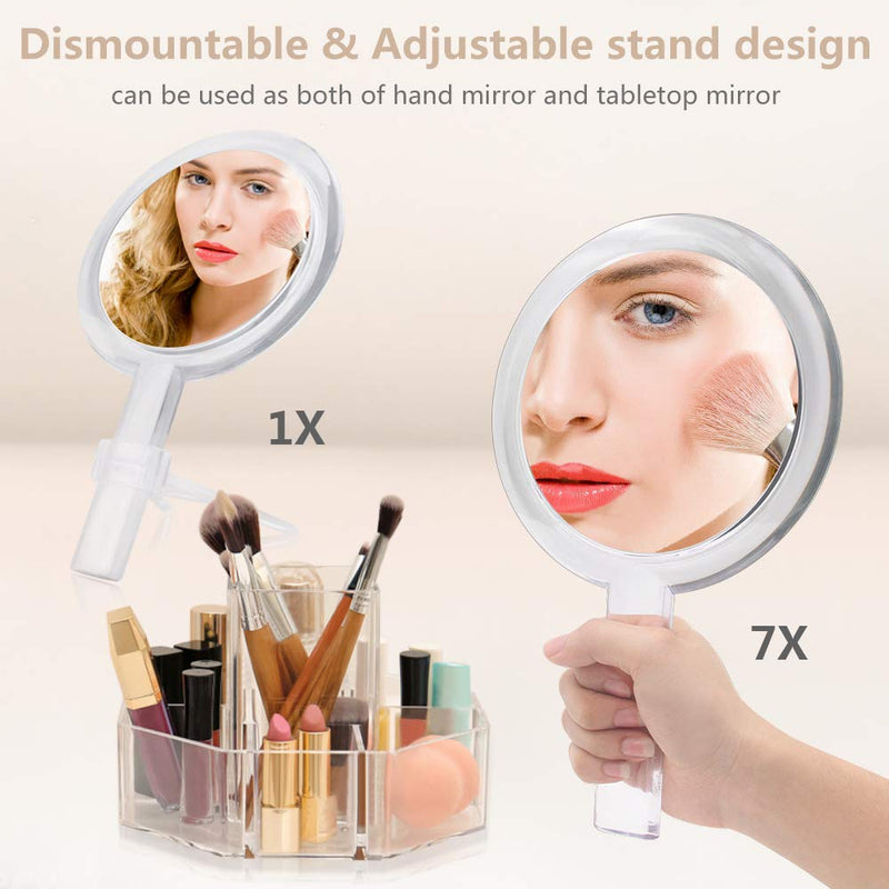 [Australia] - Gotofine Hand Held Makeup Mirror Double Sided 1X & 7X Magnifying Handheld or Stand Mirror, Clear & Premium Quality 