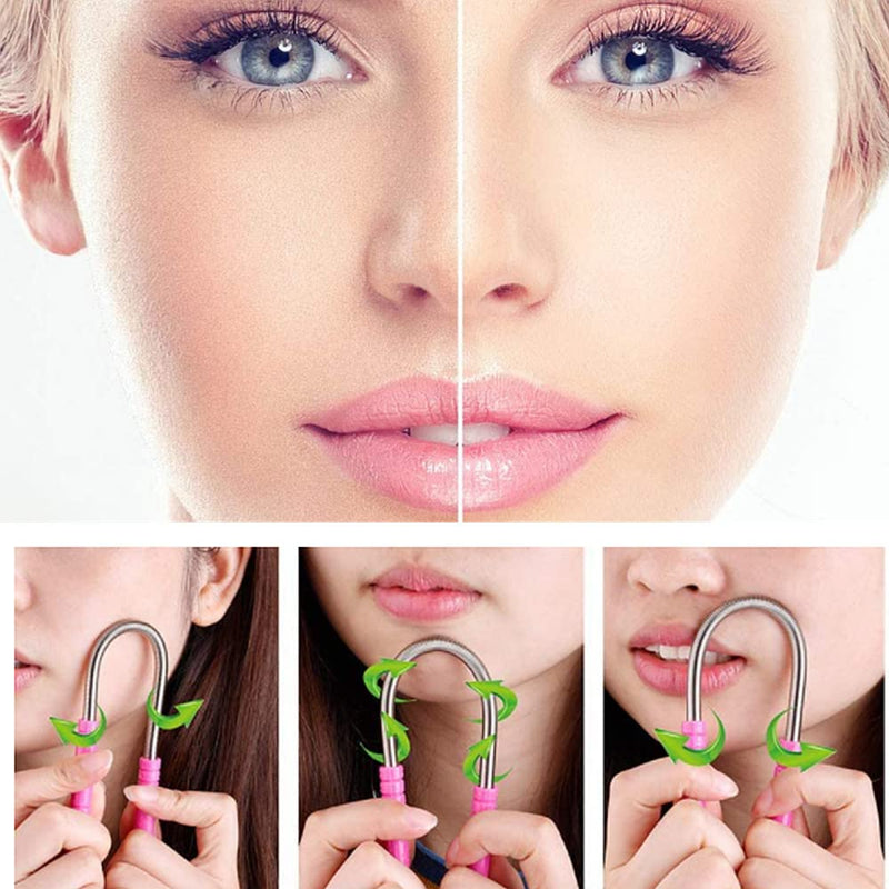 [Australia] - 4 Pieces Facial Hair Remover Spring Eyebrow Face Epilator Threading Tool Remove Hair from Upper Lip,Chin,Cheeks and Neck for Women Girls Beauty Tool for Women Black 