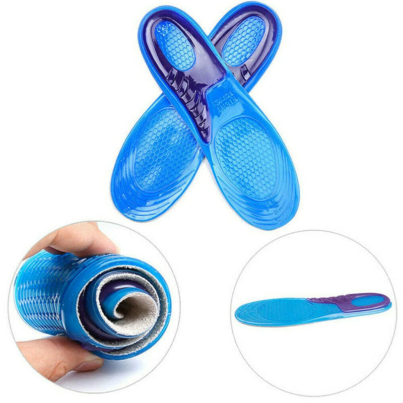 [Australia] - Unisex Orthotic Silicone Gel Shoes Insoles Shock Absorbing Full Length Pair of Boots & Sports Shoe Massaging Feet Shoe Inserts (Medium Size UK 6 to 8) 