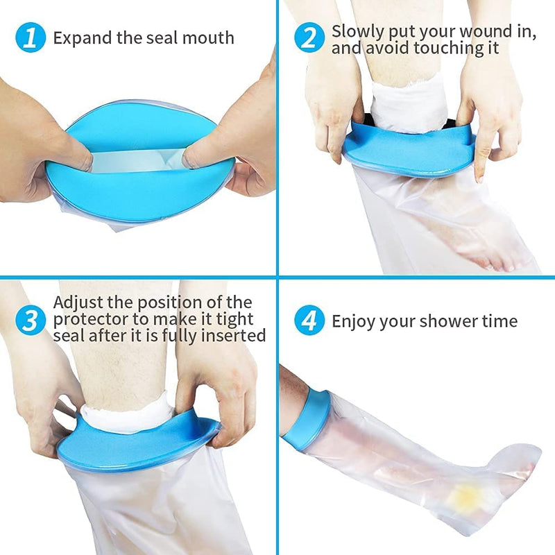 [Australia] - EVERCRYO Waterproof Adult Short Leg Cast Cover for Shower, Bath - Reusable Cast and Bandage Protector - Watertight Protection for Broken Short Leg, Ankle, Foot (Blue) 