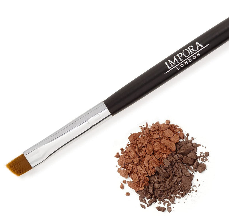 [Australia] - Duo Eyebrow Brush & Spoolie by Impora London. Flat, Angled Brush Perfect for Lining / Shaping Brows. Use with Gel, Cream or Powder Colours. Spoolie for Brows or Lashes. Black 