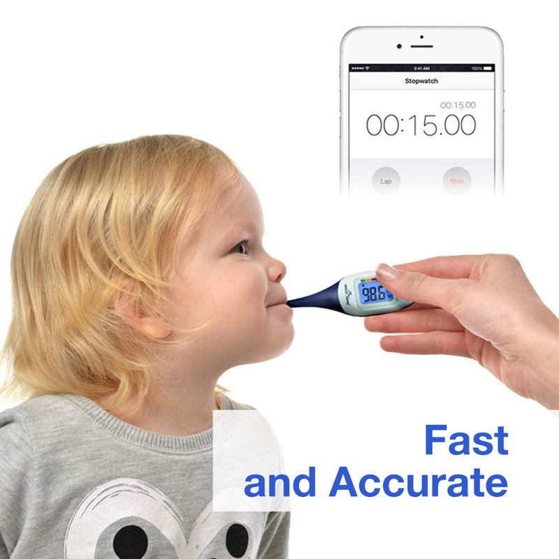 [Australia] - Digital Medical Baby Fever Oral Thermometer, Rectal or Axillary Underarm Body Temperature Measurement with Backlit LCD Display, Waterproof Flexible tip,Test Completion & Fever Alarm-EMT-026 