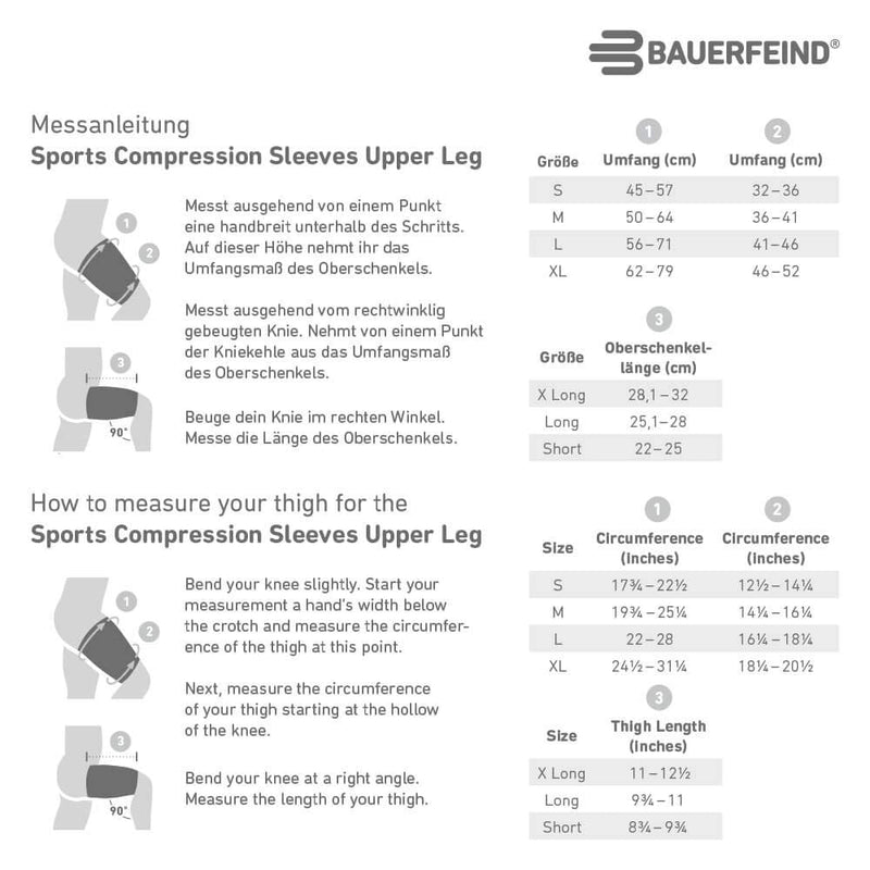 [Australia] - Bauerfeind Sports Compression Upper Leg Sleeves (1 Pair) - Thigh & HamstringCompression for Improved Blood Circulation & Recovery - Thigh Wrap for Quad Support Black Medium/Short (1 Pair) 