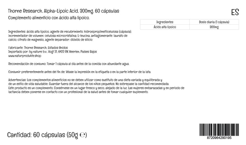 [Australia] - PremiumVital, Thorne Research, Alpha-Lipoic Acid, 300mg, 60 Vegan Capsules, with Practical Pill Box, Lab-Tested, Vegetarian, Soy-Free, Gluten-Free, Non-GMO 