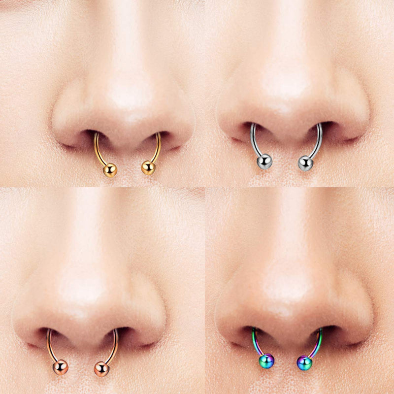 [Australia] - DVIIDO Fake Nose Ring Hoop - 5pcs Magnetic Septum Nose Ring Horseshoe - 316L Stainless Steel Faux Septum Rings - Non-Pierced Clip On Nose Hoop Rings Unisex 3Pcs-Black Silver Rosegold 