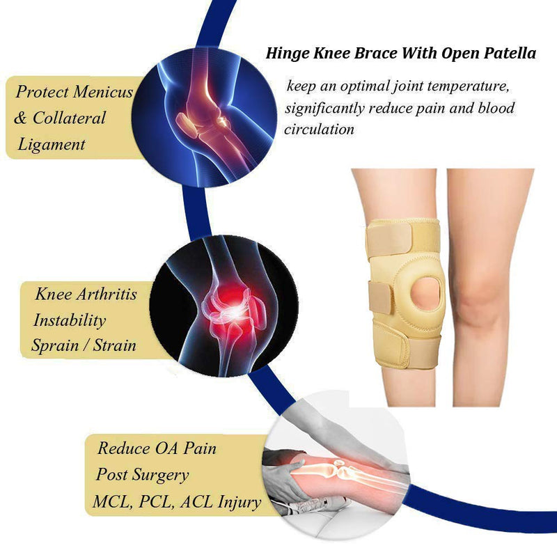 [Australia] - Wonder Care Knee Brace Support, Knee Stabilizer Support Compression muscle Joint Protection, Relieves ACL, LCL, MCL, Meniscus Tear, Arthritis, Tendonitis Pain, Adjustable Bi-Directional Straps - Large L(19.6-22") 