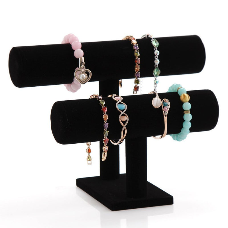 [Australia] - Wuligirl Velvet Hovering 2 Tier Bracelet Holder for Jewelry Display Stand Organizer Storage Tower 