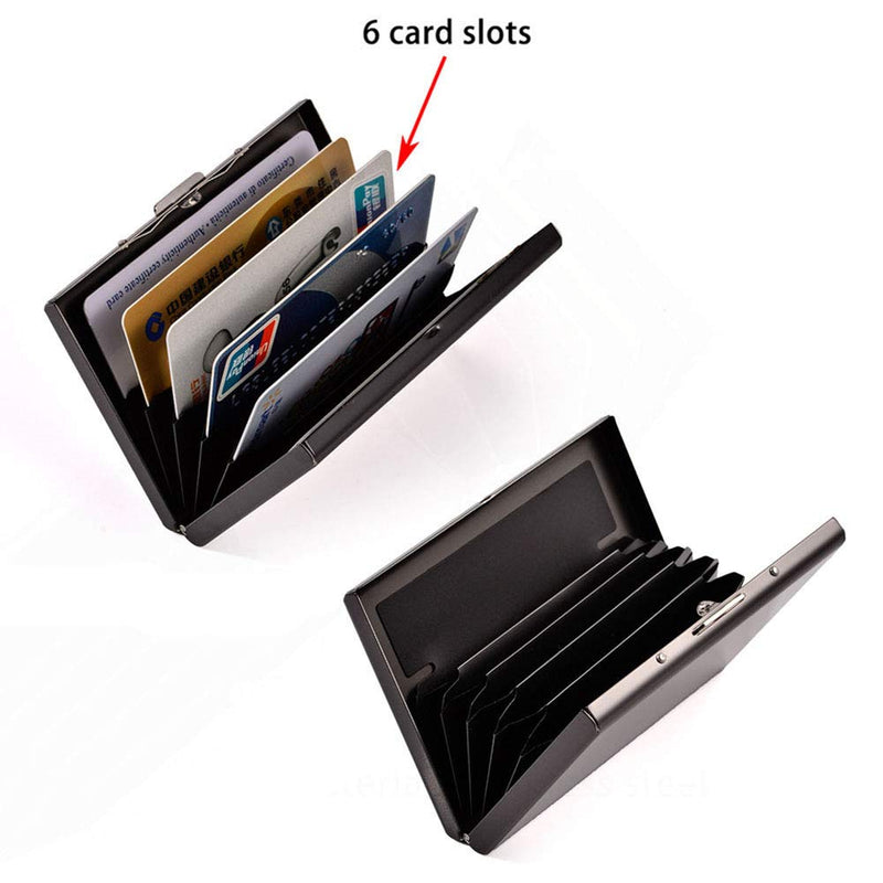 [Australia] - RFID Credit Card Holder Slim Card Wallet Metal ID Card Case Business Card Holder for Women or Men A - Brush Black 