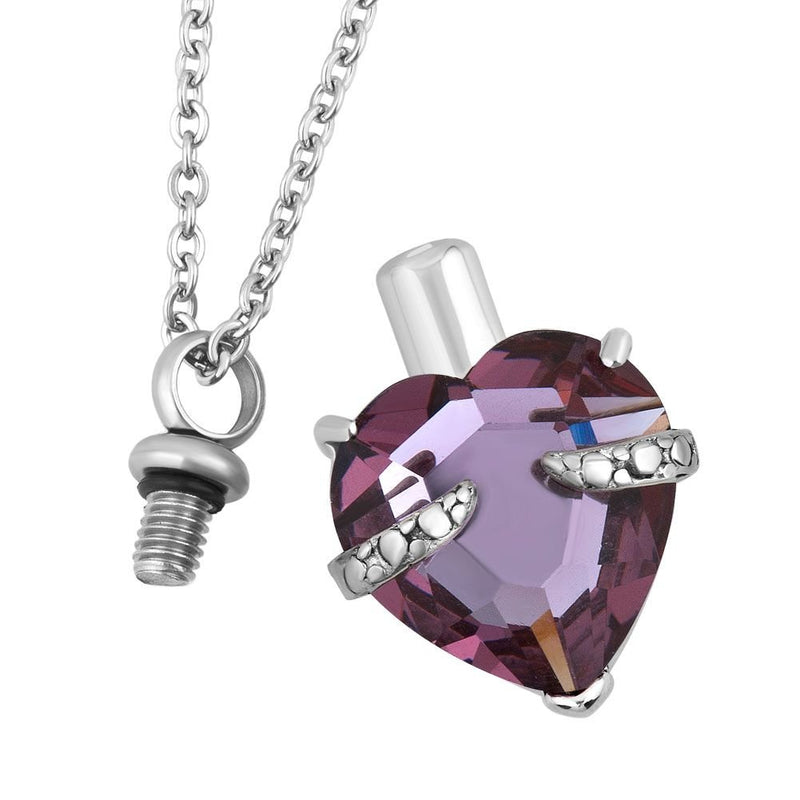 [Australia] - DemiJewelry Heart Cremation Urn Necklace for Ashes Jewelry Memorial Pendant Purple 