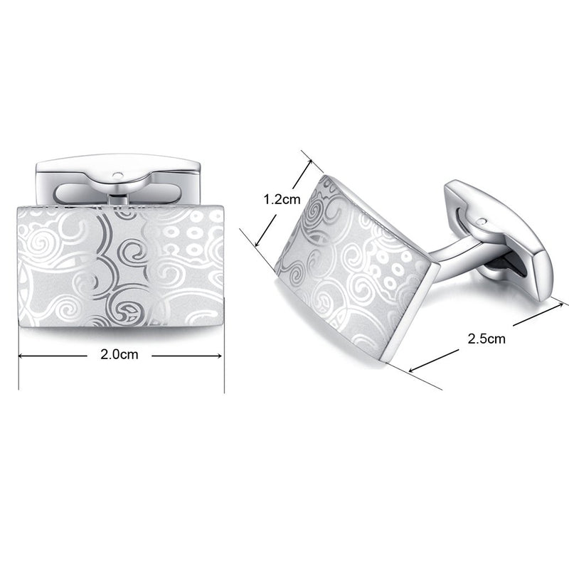 [Australia] - HONEY BEAR Figured Pattern Cufflinks for Men Shirt Steel Wedding Gift Silver 