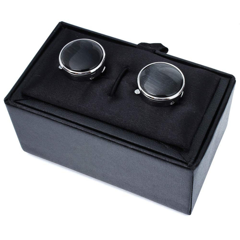 [Australia] - HAWSON Button Cover Cufflink for Men, Button Cover for Normal Shirt, Button Cover Cuff Link for Wedding Black Cat's Eye 