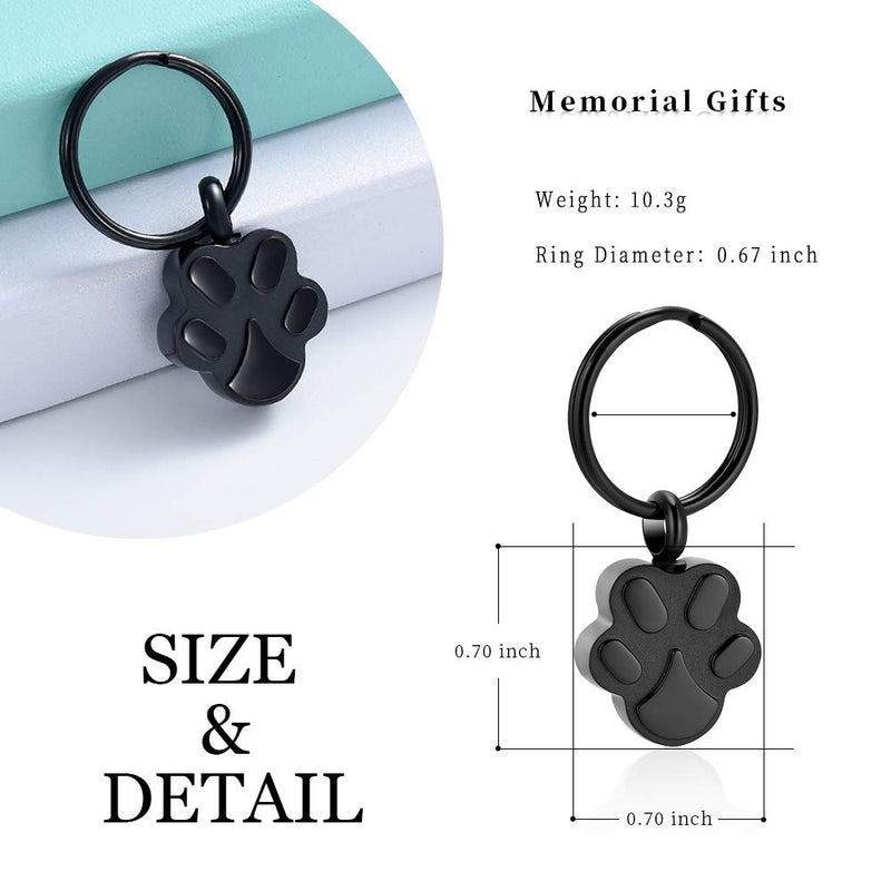 [Australia] - Cremation Ash Urn Keychain for Pet Ashes Cremation Jewelry for Human Ashes Dog Cat Cremation Keepsake Memorial Urn Keychain Ash Holder for Women Men Paw Black 