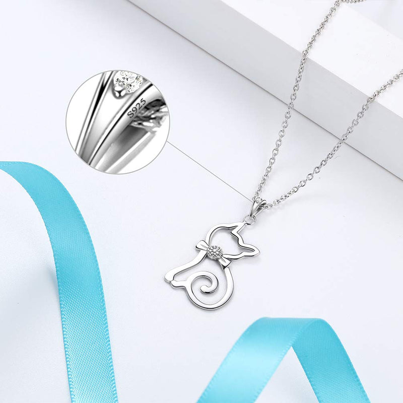 [Australia] - Besilver Cute Animal Pendant Necklace Charm 925 Sterling Silver Cat/Snake/Sloth/Dolphin/Starfish/Snail/Shark Cute Animal Jewelry Gift for Women Girl A-Cat 