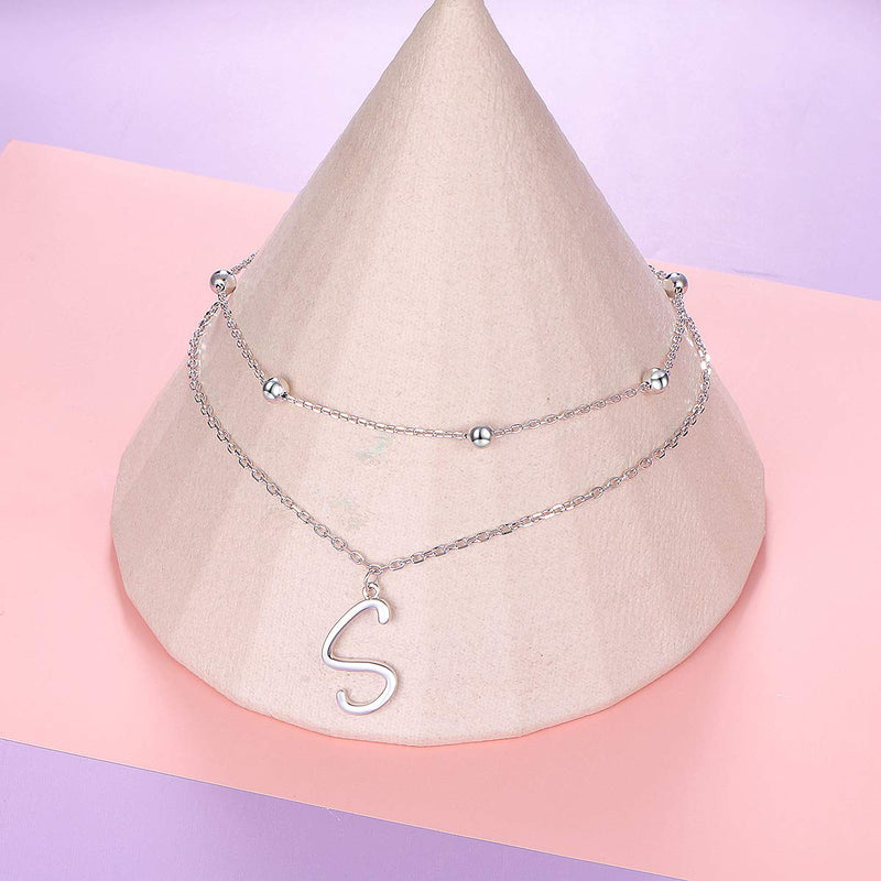 [Australia] - Anklet for Women S925 Sterling Silver Adjustable Foot Ankle Bracelet with Initials Anklets for Girls Initial S 