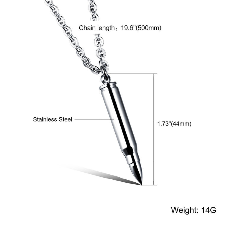 [Australia] - COCO Park Polish Bullet Pendant Necklace Stainless Steel Urn Ash Memorial Keepsake Silver 