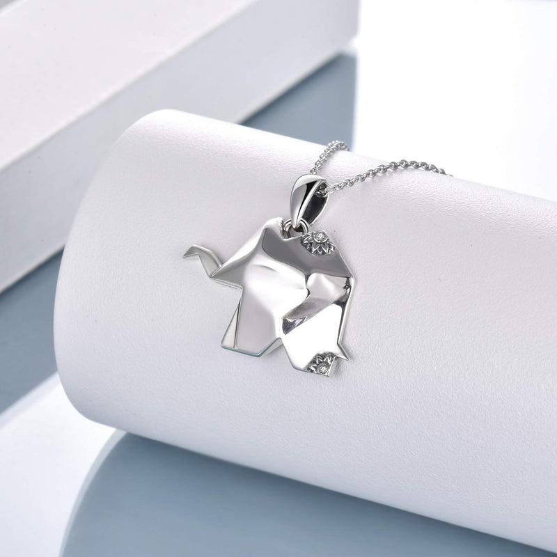 [Australia] - VENACOLY Elephant Necklace Sterling Silver Origami Animal Necklace Elephant Jewelry Gifts for Women Men 