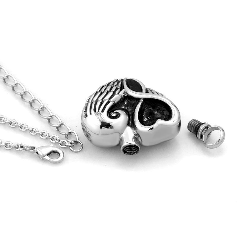 [Australia] - CLY Jewelry Urn Necklace for Ashes Guardian Angel Wings Feathers with Love Heart Pendant Necklace Infinity Wings 