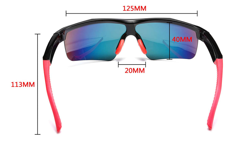 [Australia] - FEISEDY Kids Teens Sports Polarized Sunglasses TR90 Frame Boys Girls Cycling B2454 Black/Red 125 Millimeters 