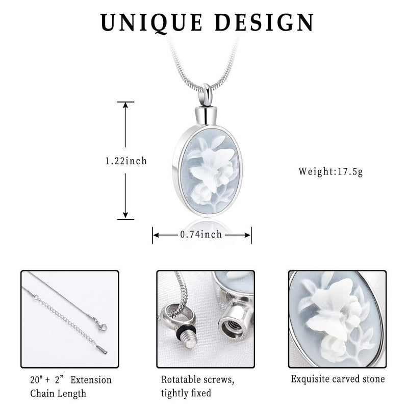 [Australia] - memorial jewelry Butterfly Flower Urn Necklace Unisex Ashes Keepsake Funeral Casket Jewelry steel-white 