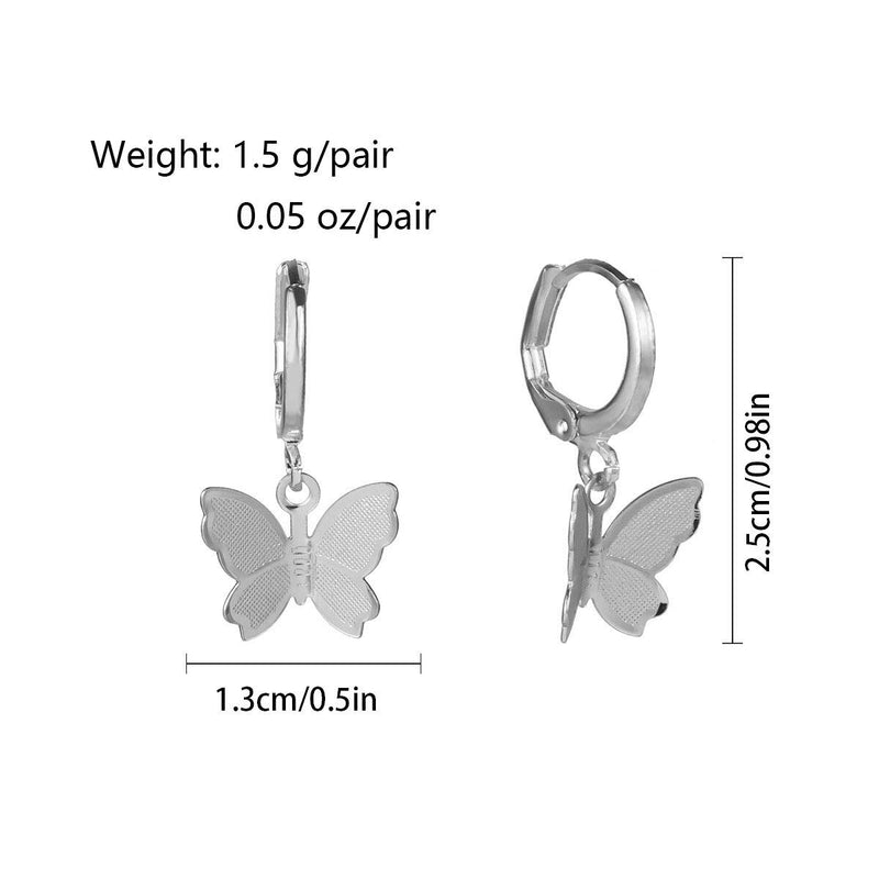 [Australia] - Juland Butterfly Necklace Cute Elegant Pendant Tiny Butterfly Charm Necklace Minimalist Personalized Jewelry Gifts for Women Girls 15.7+2.7" Extender with 1 Pair of Earring - Silver Plated 2639 