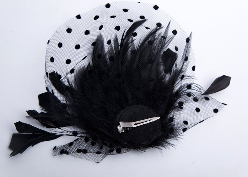 [Australia] - Fascinators 20s Gatsby Flapper Acessories Art Deco Party Accessory Peacock Feather Alligator Clip Black 