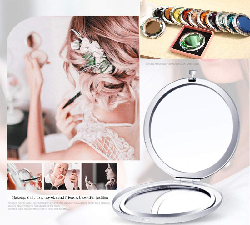 [Australia] - Portable Foldable Pocket Metal Makeup Compact Mirror Woman Cosmetic Mirror Double Sides, Bridesmaid Purse Pocket Makeup Mirror, Infinite Love, Affection, Unique Birthday Gift for Her (Green) Green 