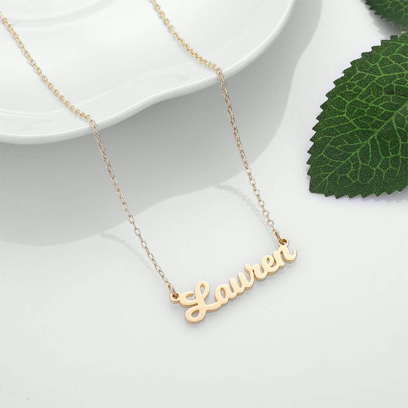 [Australia] - Ursteel Custom Name Necklace Personalized, 14K Gold Plated Personalized Name Necklace Dainty Name Plate Necklace Jewelry Personalized Gifts for Women Teen Girls Alexis 