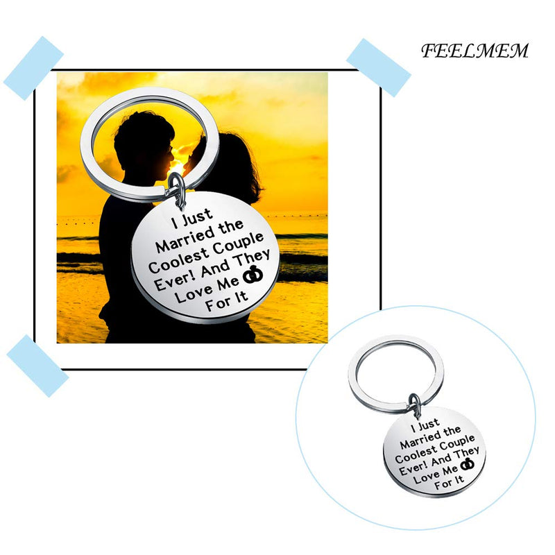 [Australia] - FEELMEM Wedding Planner Gift Wedding Officiant Gift I Just Married The Coolest Couple Ever Keychain Wedding Thank Your Gift for Reverend Preacher Wedding Coordinator silver 