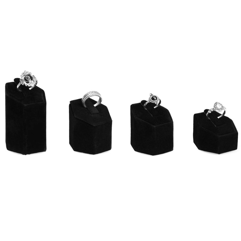 [Australia] - Mooca Jewelry Ring Stand Holder Display Set, Ring Holders for Jewelry Ring Organizer, Storage Jewelry Organizer Jewelry Stand Pedestals Display 4 Pcs Set, Black Velvet 