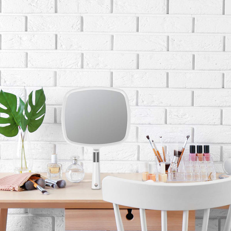 [Australia] - Snowflakes Large Hand Mirror with Handle-Hang Handheld Mirror Hairdresser Mirror.(White) 