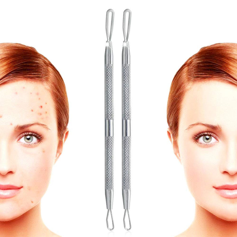 [Australia] - Professional Blackhead Remover Blemish Extractor Tool - Pimple Comedone Removal 2-In-1 Stainless Steel Pimple Popper(2pcs) 