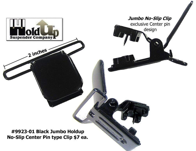 [Australia] - Jumbo Holdup patented no-slip suspender center pin type clips Black 1 